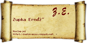 Zupka Ernő névjegykártya